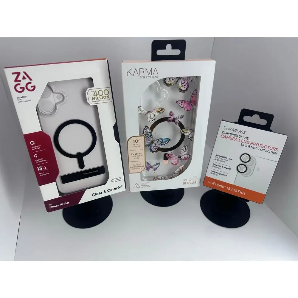 $60 iPhone 16 Plus Bundle: Zagg/Karma + DuraGlass Lens Protector - NWT